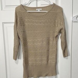 New York & Company Beige Textured Knit Sweater